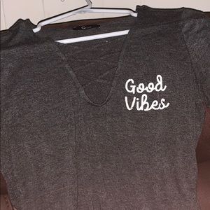 Heather grey Fashion Q graphic lace tee